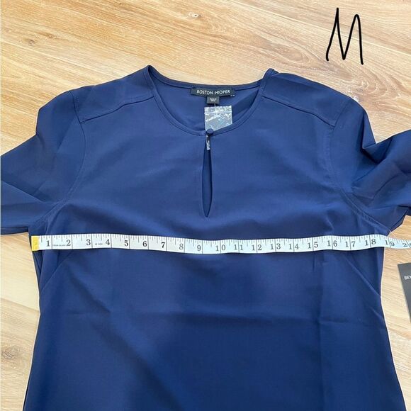 BOSTON PROPER Blue Keyhole Dress - Picture 9 of 11